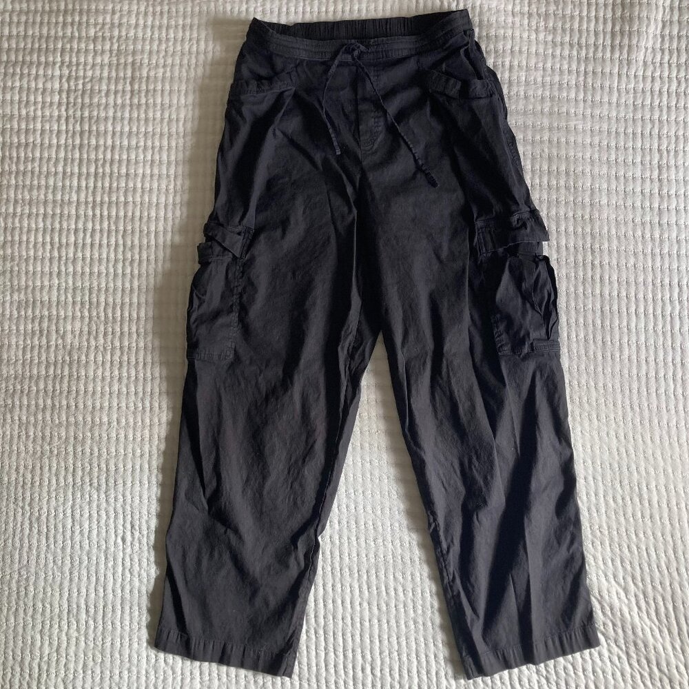 Athleta Paradise Straight Leg Cargo Pants, size M, Black, Linen Blend